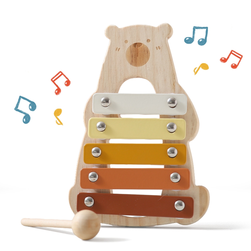 Musical Instrument Glockenspiel - Cartoon Bear 5 Keys Compact Size