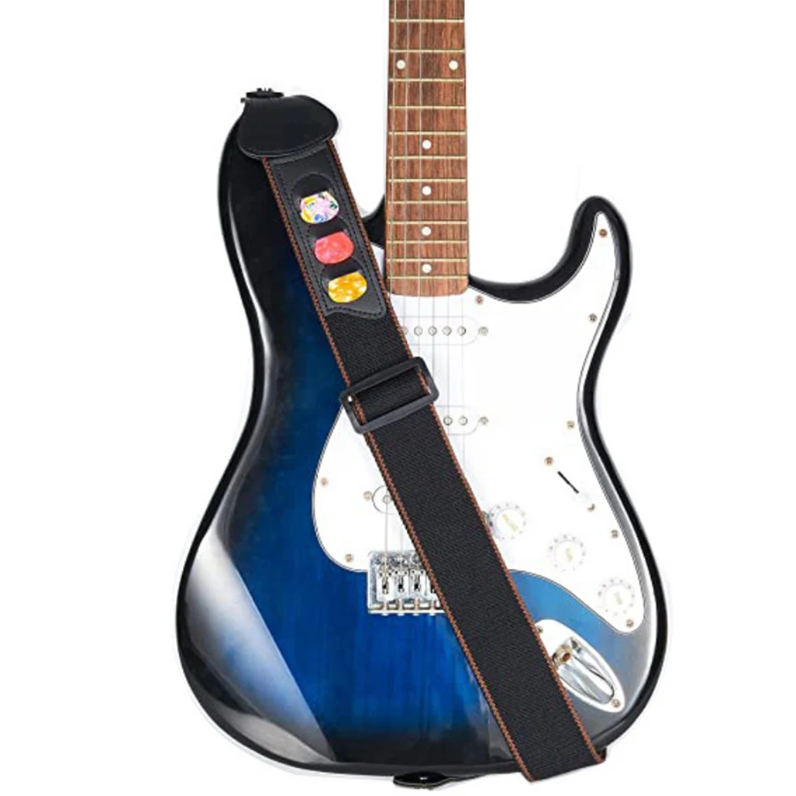 7Pcs/Set Guitar Strap Black PU - огляд і ціна Musical Instrument Note