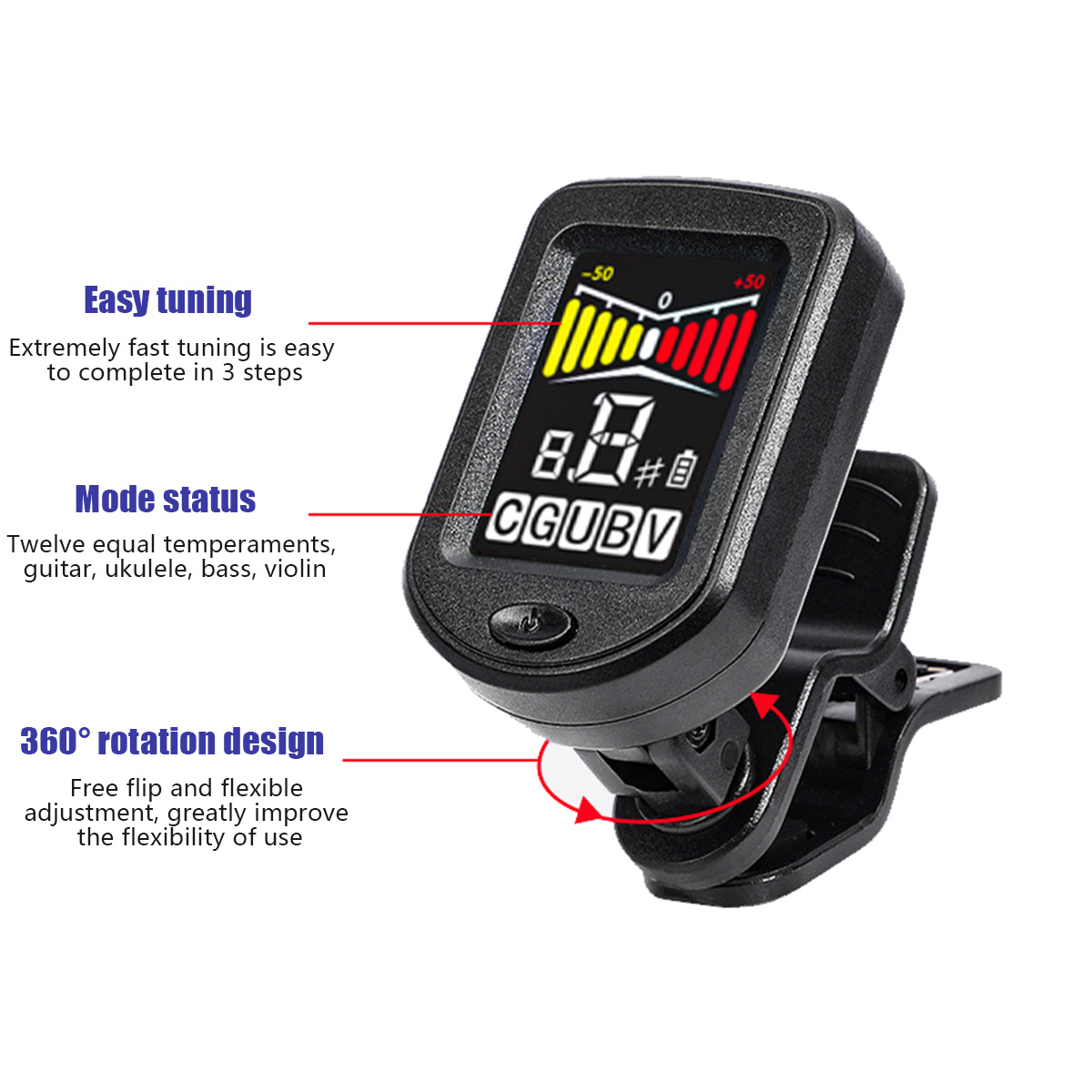 Clip-On Guitar Tuner with Regu - огляд і ціна Musical Instrument Note
